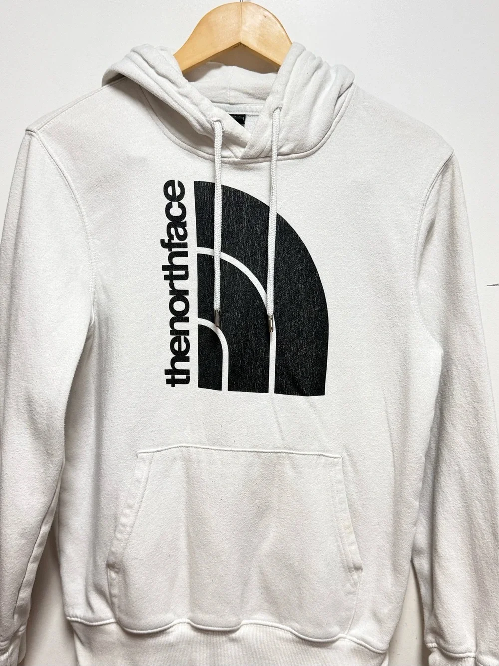 The North Face White Pullover Hoodie with Large Black Logo